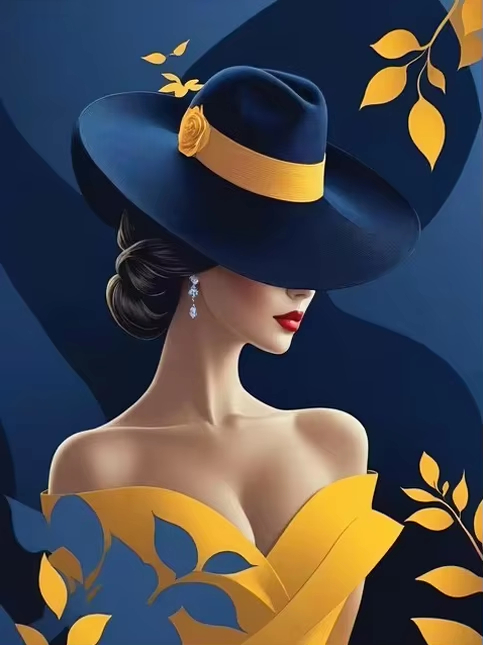 Vintage Fashion Wallpaper - Rompecabezas floral de sombrero ancho elegante