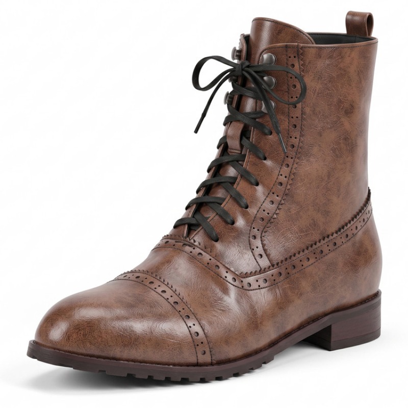 Vintage Fashion Rome - Botines de cuero retro con cordones