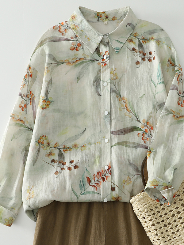 Vintage Fashion Influencers - Camisa Holgada de Manga Larga para