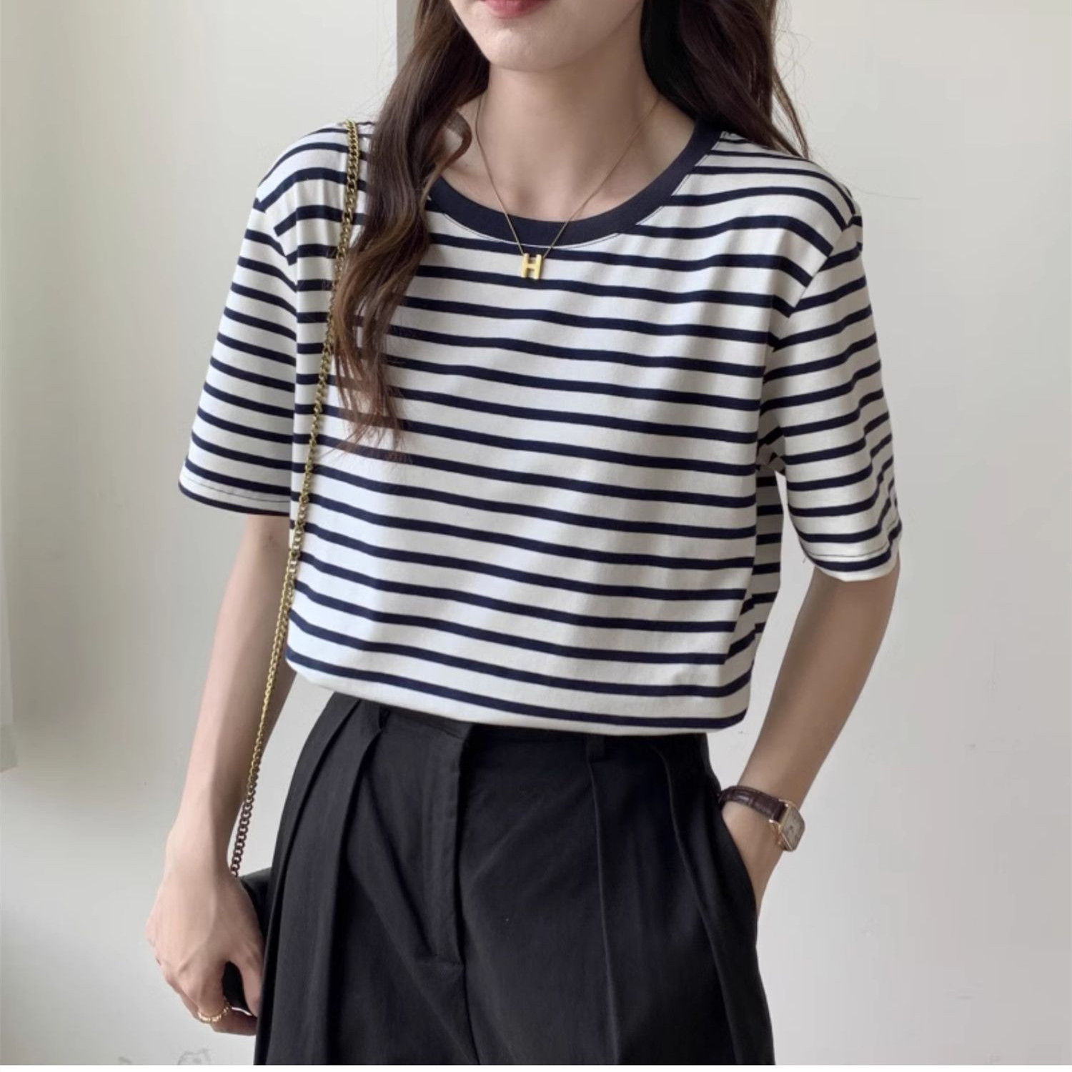 Camiseta Vintage a Rayas para  - Retro Vintage Korean Fashion reseña y precio