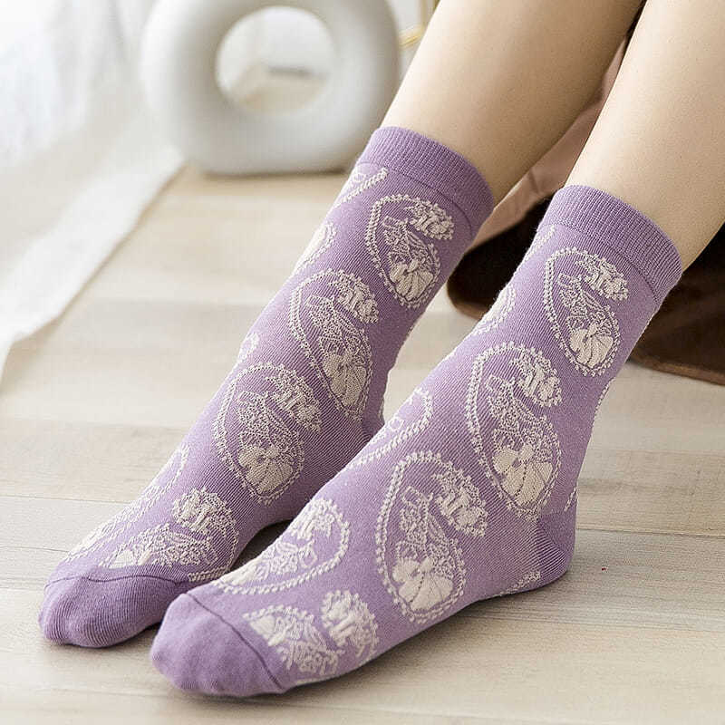 Calcetines de algodón con bord - Retro Vintage Korean Fashion reseña y precio