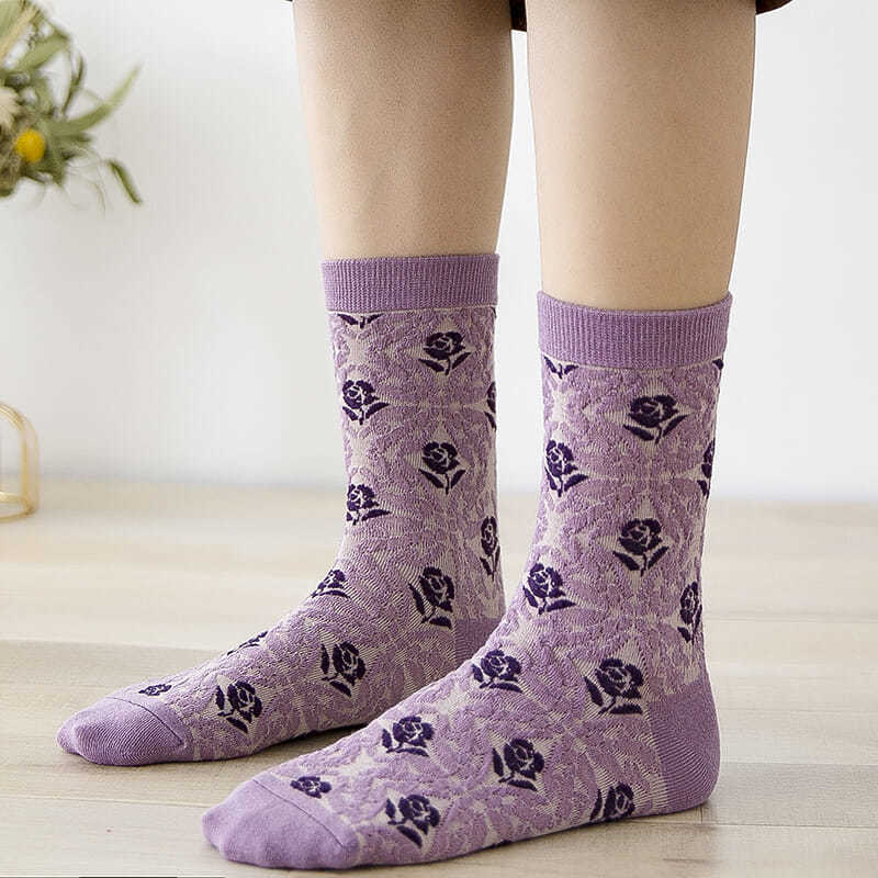 Calcetines de algodón con bord - Retro Vintage Korean Fashion reseña y precio